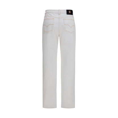 Versace White Cotton High-Waisted Jean
