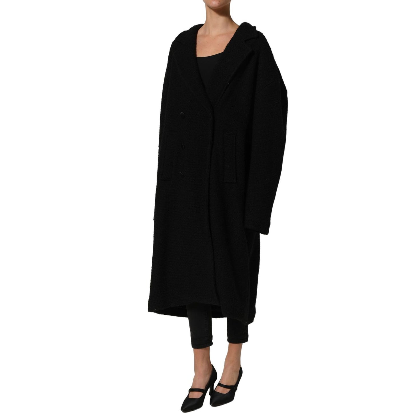 Dolce & Gabbana Black Double Breasted Men Trench Coat Jacket