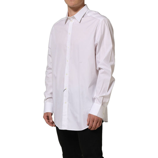 Dolce & Gabbana White Cotton Long Sleeves Men Dress Shirt