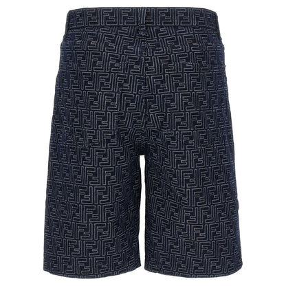 Fendi Blue Cotton Bermuda Shorts