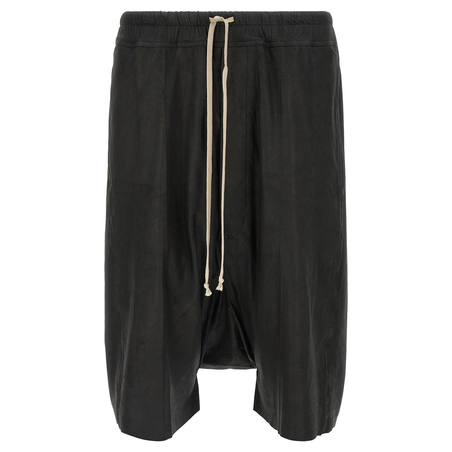 Rick Owens Black Lamb Leather Bermuda Shorts