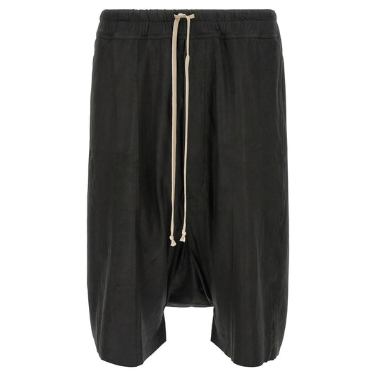 Rick Owens Black Lamb Leather Bermuda Shorts