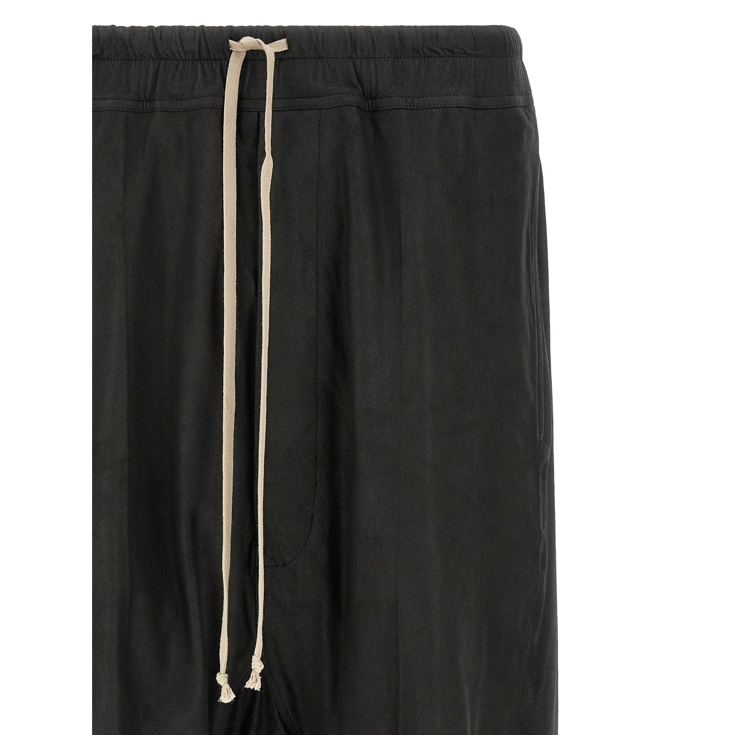 Rick Owens Black Lamb Leather Bermuda Shorts