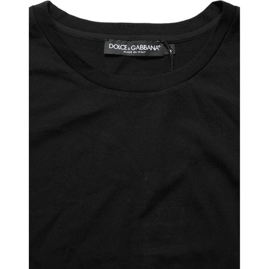 Dolce & Gabbana Black Wool Crew Neck Short Sleeves Men T-shirt