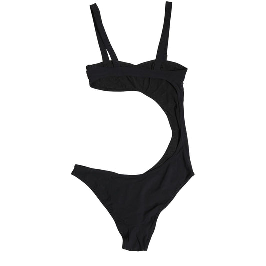 Dolce & Gabbana Black Embellished Cutout Bandeau One Piece Swimwear