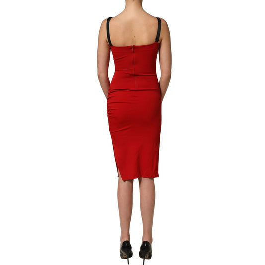 Dolce & Gabbana Red Stretch Bodycon Sheath Knee Length Dress