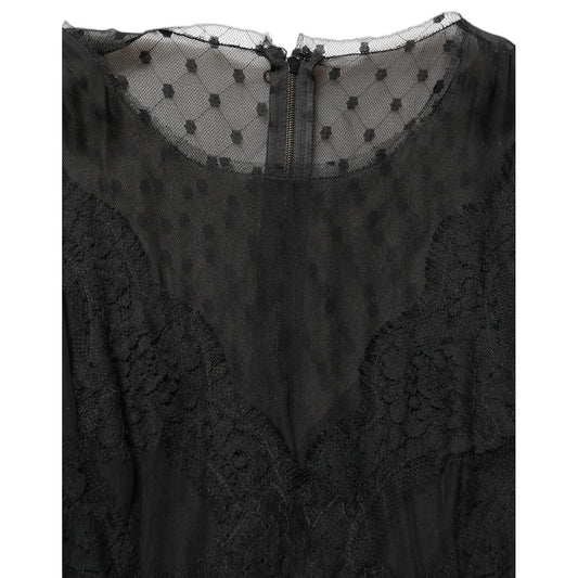 Dolce & Gabbana Black Lace Trim Sleeveless A-line Mini Dress