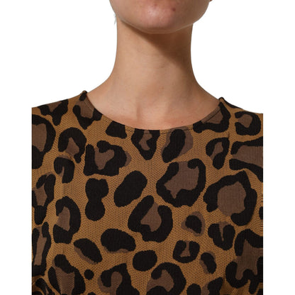 Dolce & Gabbana Brown LeopardPrint Flared A-line Mini Dress