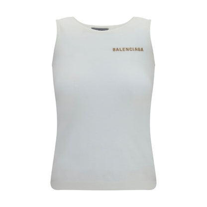 Balenciaga White Cotton Tank Tops