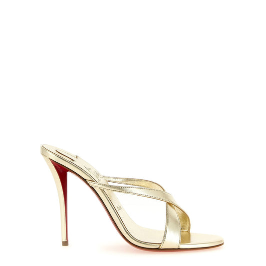 Christian Louboutin Gold Lambskin Stiletto Heel Sandals