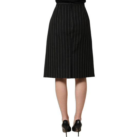 Dolce & Gabbana Black Pinstriped HighWaist Pencil Cut Skirt