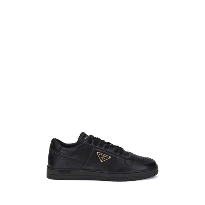 Prada Black Calf Leather Bos Taurus Low Top Sneakers