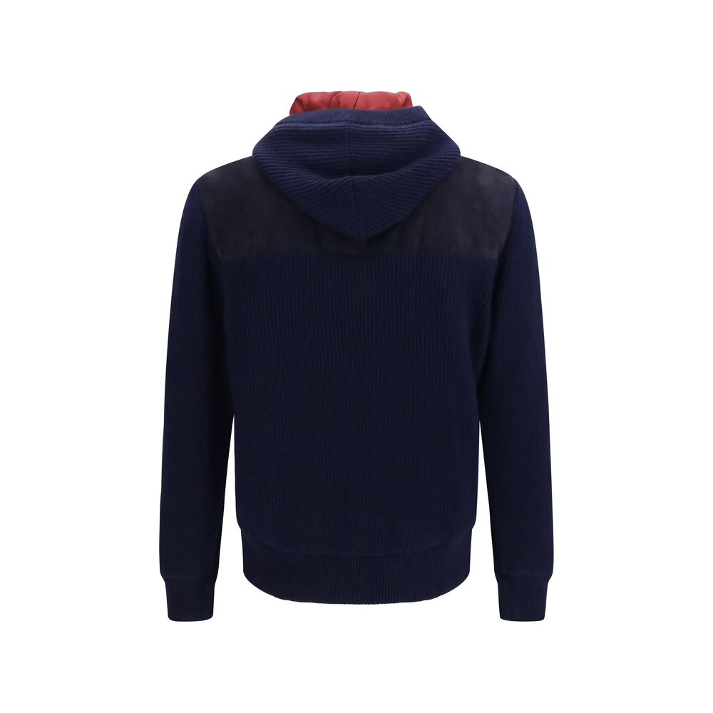 Brunello Cucinelli Blue Calf Leather Bos Taurus Jacket