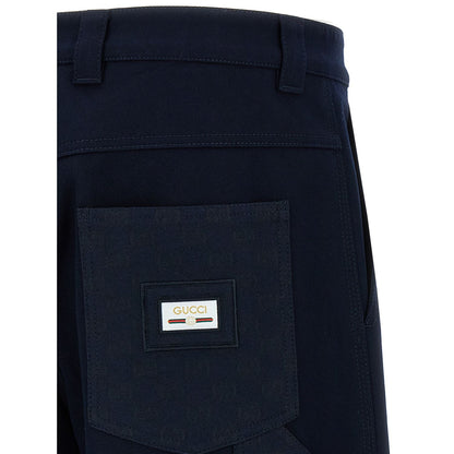Gucci Blue Cotton Casual Pants