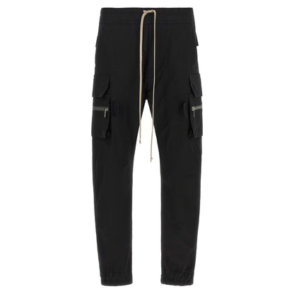 Rick Owens Black Cotton Cargo Pants