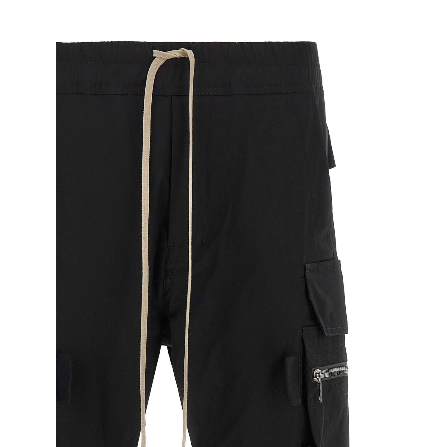 Rick Owens Black Cotton Cargo Pants