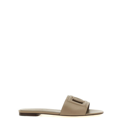 Dolce & Gabbana Gray Calfskin Slides
