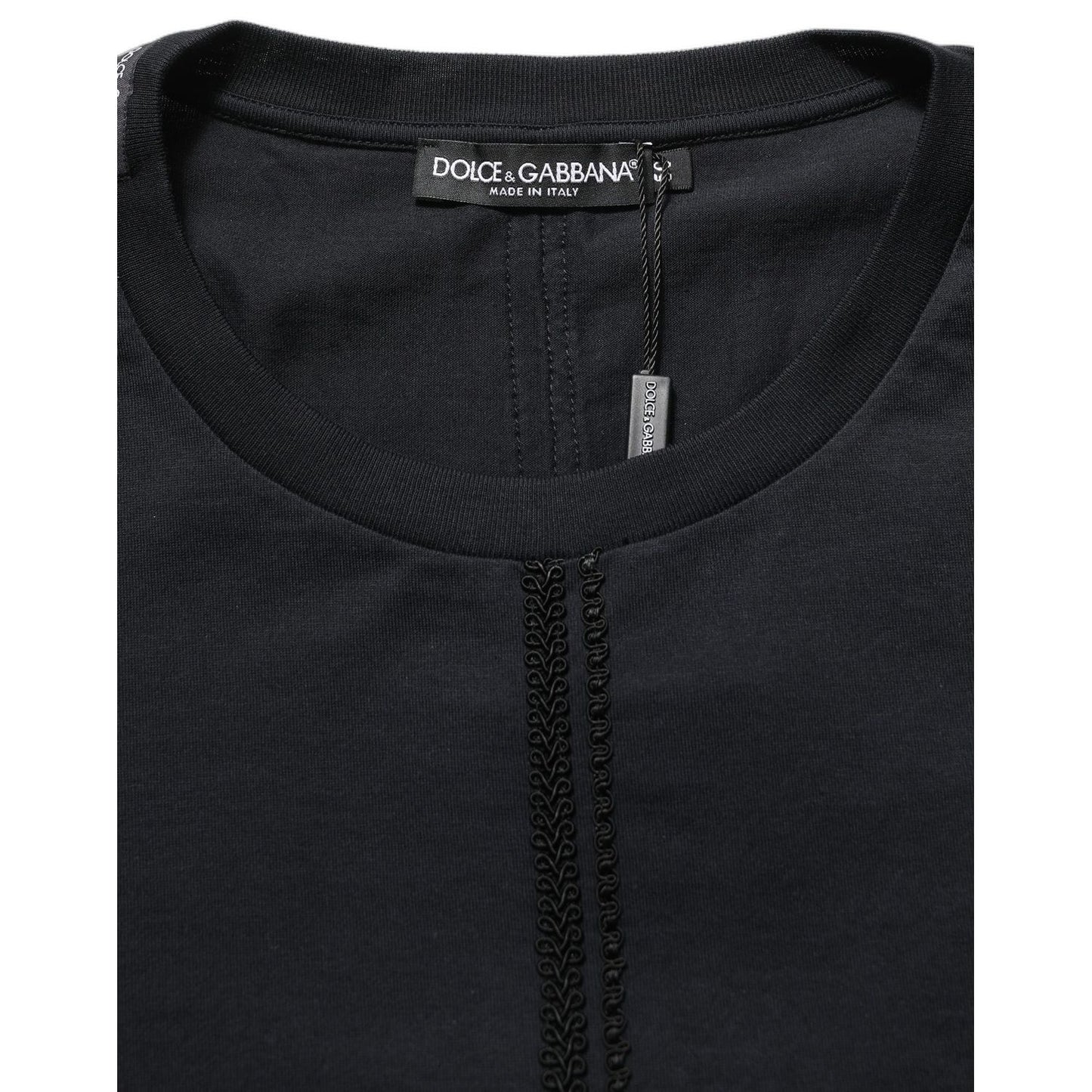 Dolce & Gabbana Dark Blue Cotton Round Neck Pullover Sweater