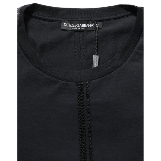 Dolce & Gabbana Dark Blue Cotton Round Neck Pullover Sweater