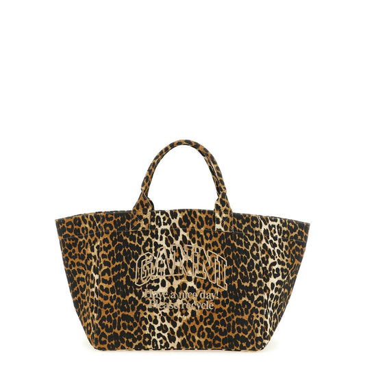Ganni Brown Recycled Cotton Tote Bag