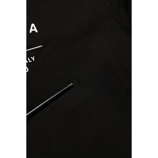 Dolce & Gabbana Black Cotton Logo Print Sweatshirt Sweater