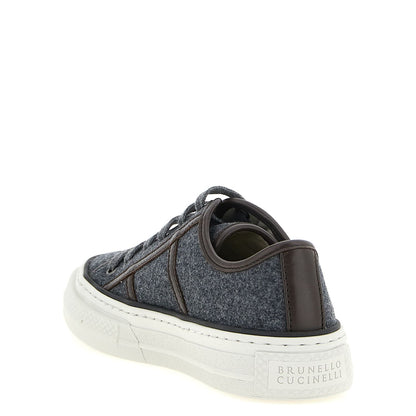 Brunello Cucinelli Gray Virgin Wool Low Top Sneakers