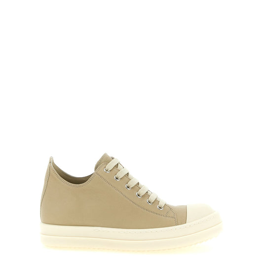 Rick Owens Beige Ramie Low Top Sneakers