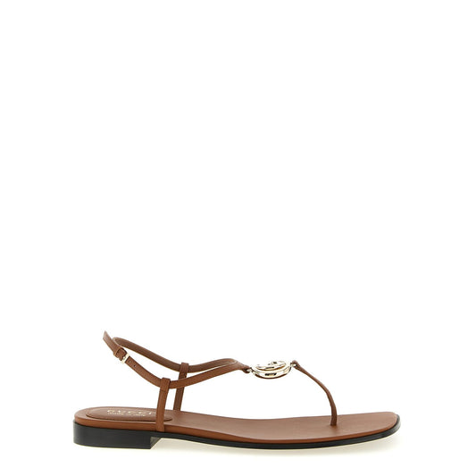 Gucci Brown Calfskin Flat Sandals