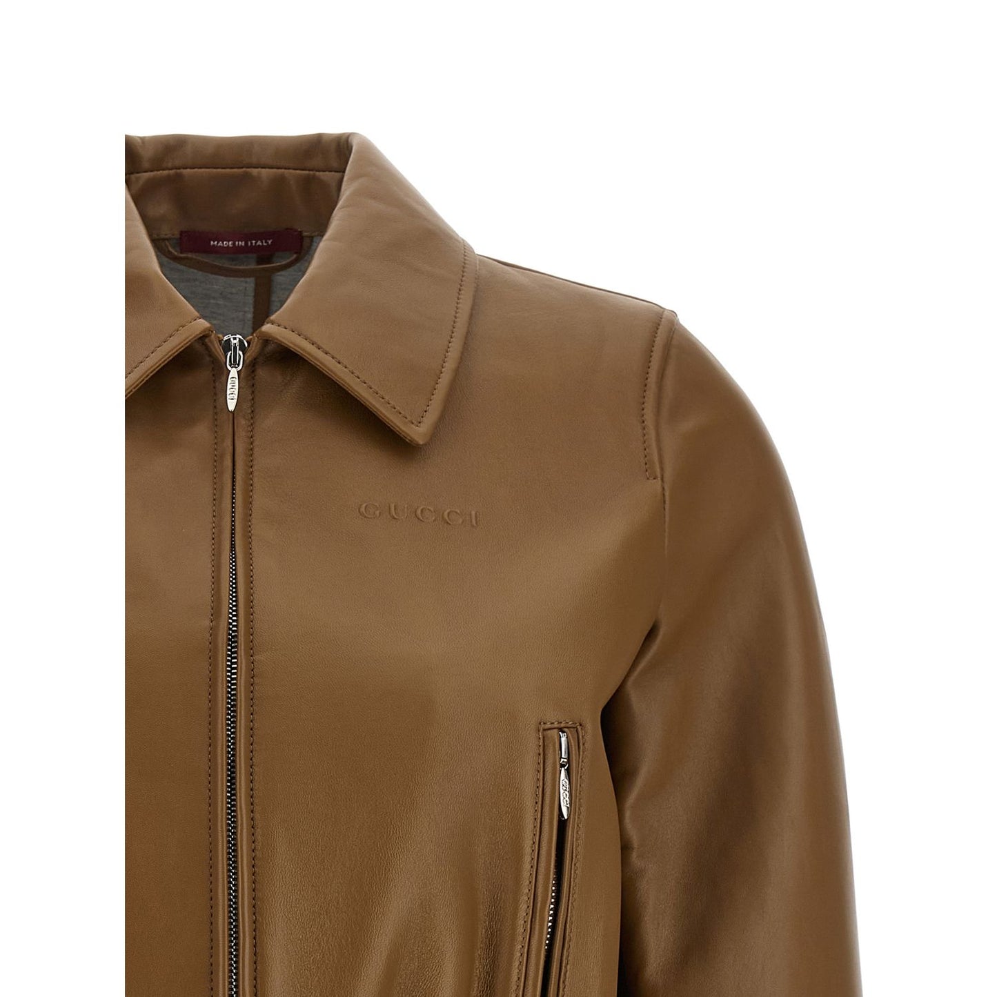 Gucci Beige Lamb Leather Leather Jacket