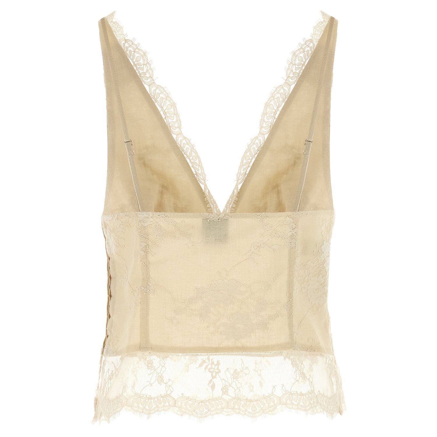 PINKO Beige Linen Tank Tops