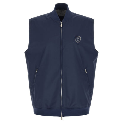 Brunello Cucinelli Blue Polyester Sleeveless Jacket