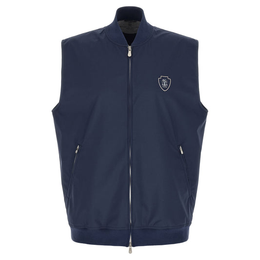 Brunello Cucinelli Blue Polyester Sleeveless Jacket