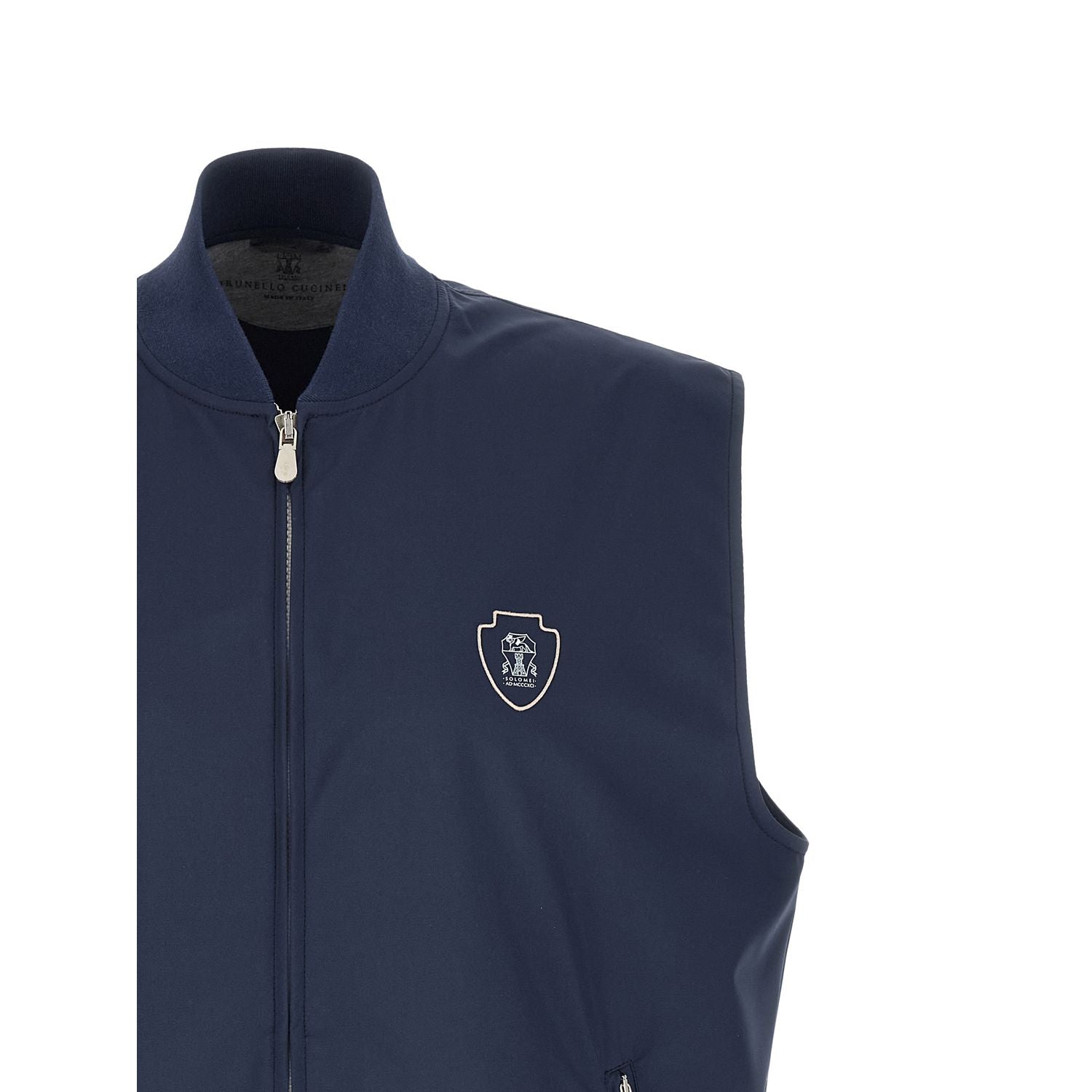 Brunello Cucinelli Blue Polyester Sleeveless Jacket