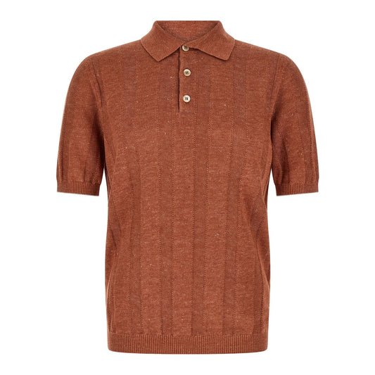 Brunello Cucinelli Orange Linen Polo Shirt