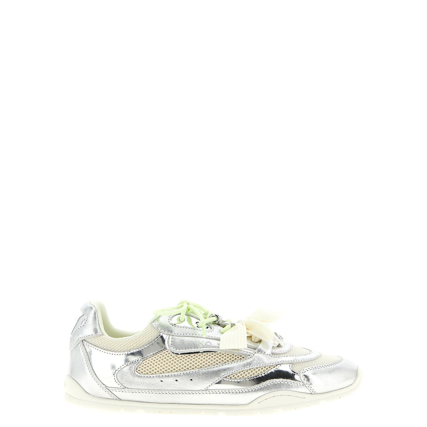 PINKO Silver Leather Athletic Sneakers