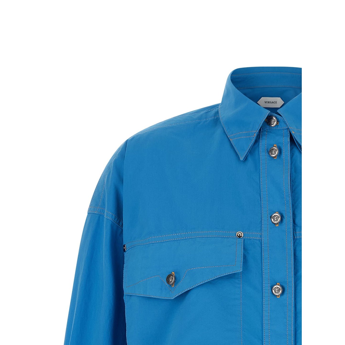 Versace Blue Cotton Blouse