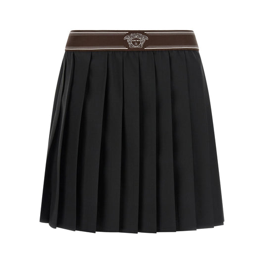 Versace Black Wool Long Skirt