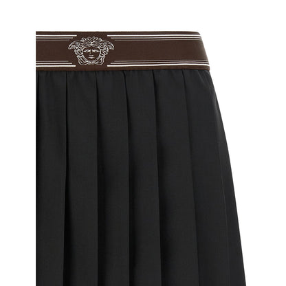 Versace Black Wool Long Skirt