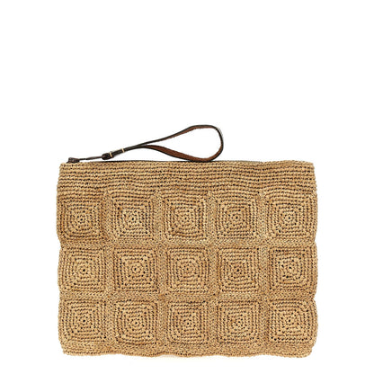 Ibeliv Beige Raffia Clutch Bag