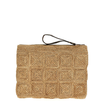Ibeliv Beige Raffia Clutch Bag