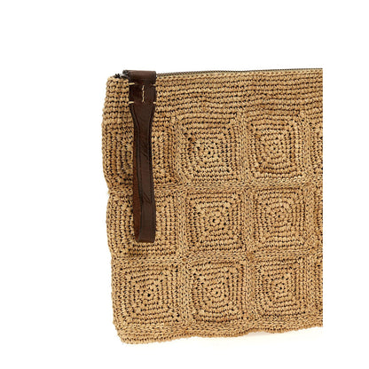 Ibeliv Beige Raffia Clutch Bag