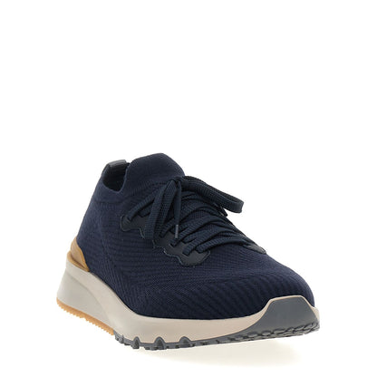 Brunello Cucinelli Blue Wool Athletic Sneakers