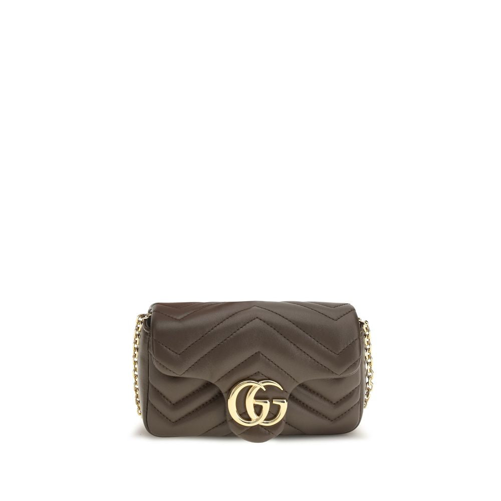 Gucci Brown Leather The GG Marmont Shoulder Bag