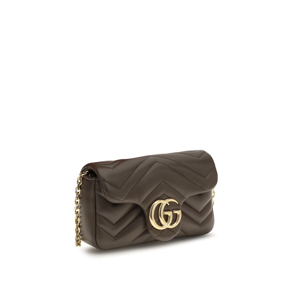 Gucci Brown Leather The GG Marmont Shoulder Bag