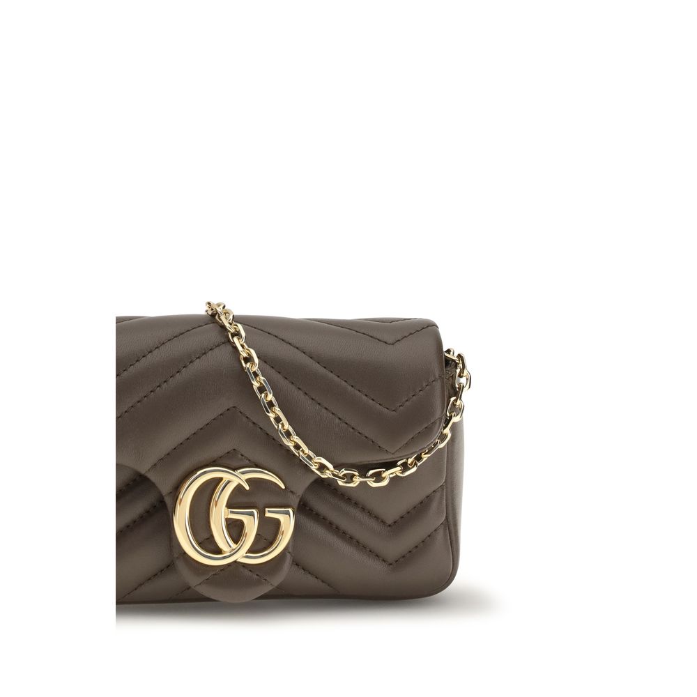 Gucci Brown Leather The GG Marmont Shoulder Bag