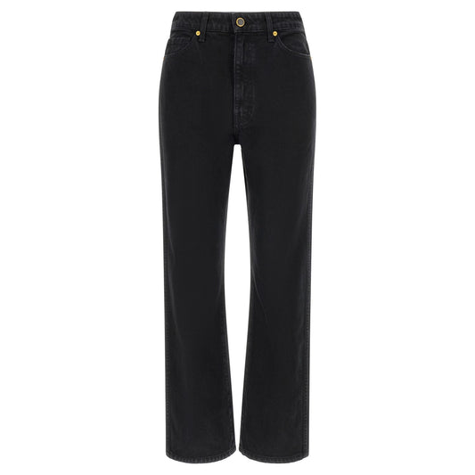 Khaite Black Cotton Flared Jeans