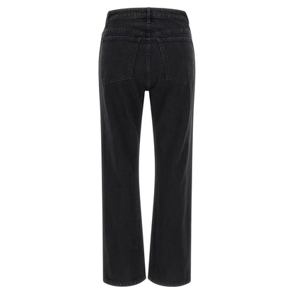 Khaite Black Cotton Flared Jeans