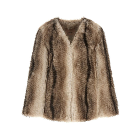 Twinset Brown Polyester Full-Length Jacket