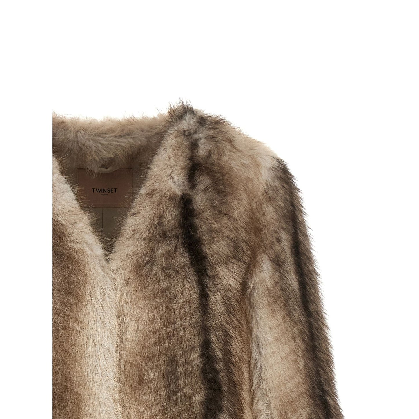 Twinset Brown Polyester Full-Length Jacket