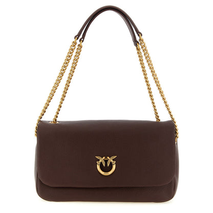 PINKO Brown Lamb Leather Shoulder Bag